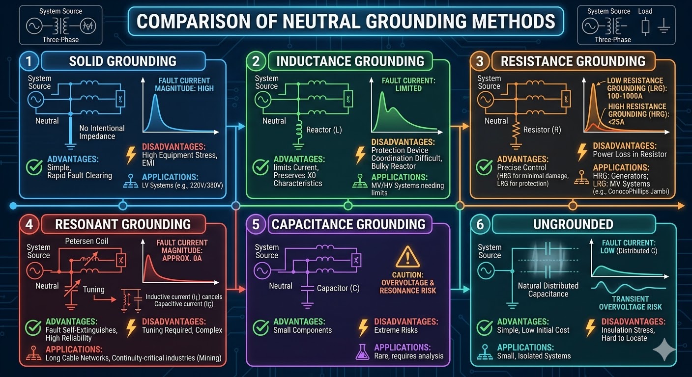 6 Neutral Grounding Methods Simplified in One Infographic
